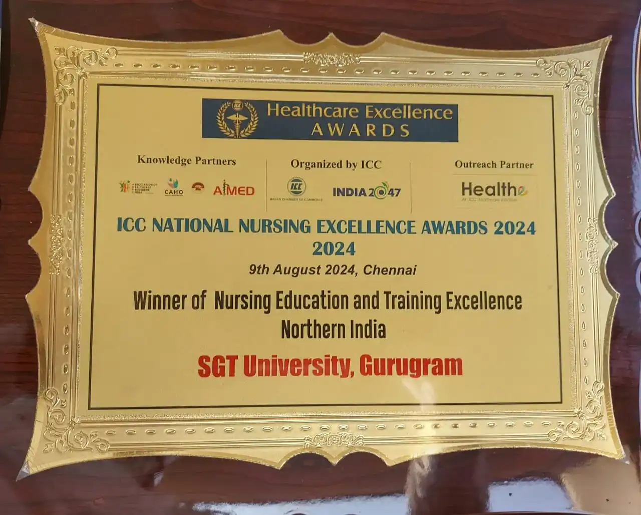 Faculty of Nursing, SGT University Wins ICC National Nursing Excellence Award 2024 1