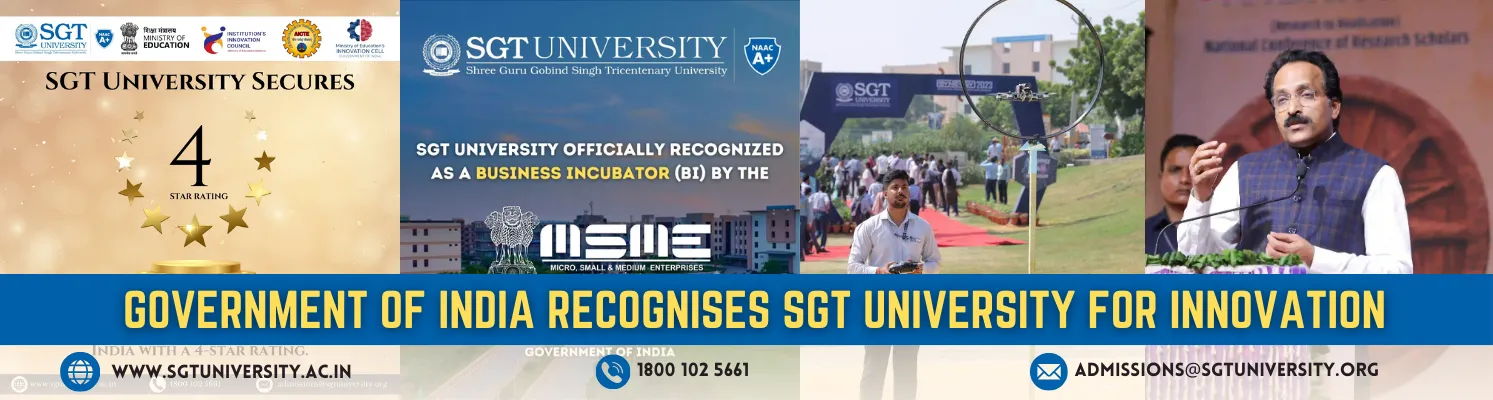 Government of India Recognises SGT University for its Strides in Innovation