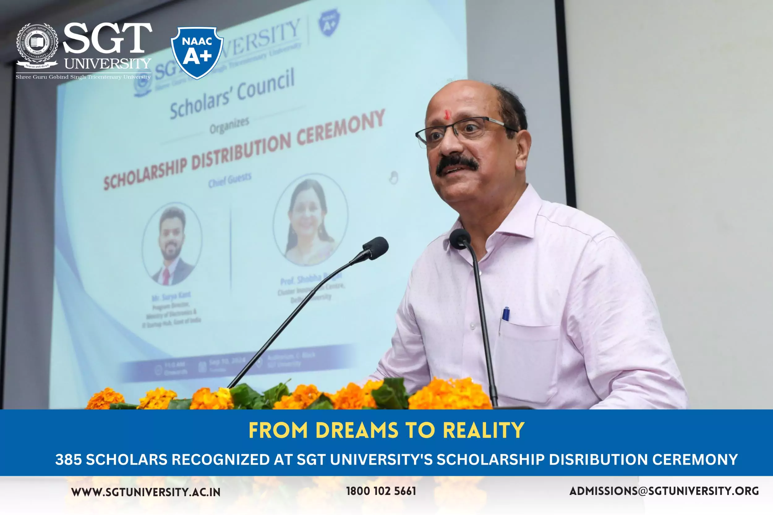 From Dreams to Reality: SGT University Recognises 385 Scholars at its Scholarship Distribution Ceremony 1